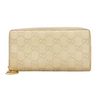 Gucci Beige Leather Long Wallet (Bi-Fold) (Pre-Owned)