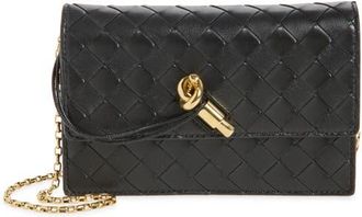 Bottega Veneta Slim Andiamo Intrecciato Lambskin Crossbody Wallet in 1019 Black-M Brass at Nordstrom
