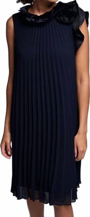 Joseph Ribkoff Womens Chiffon Pleated A-Line Cocktail Dress In Navy Blue