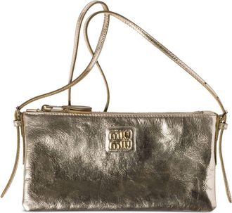Miu Miu Clutch con logo - Oro
