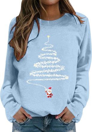 Generic Christmas Sweatshirt For Women Xmas Printed Sweatshirt Ladies Christmas Jumpers Loose Funny Xmas Jumpers Long Sleeve Crewneck Shirt Ladies Fashion Hoo