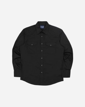 Wrangler Men s Solid Broadcloth Western Snap Longsleeve Shirt Black