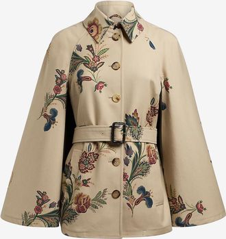 Etro Kurz-Trenchcoat im Cape-Stil mit Bl&uuml;tenprint