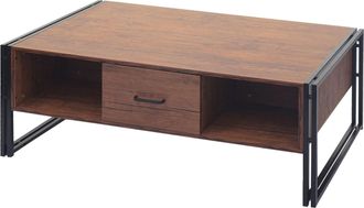 Hhg Mesa De Centro Hhg 236b, Mesa Auxiliar De Sal&oacute;n, Estructura 3d, 45x110x60cm Certificado Mvg, Metal, Aspecto Roble Silvestre