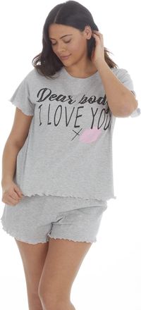 Forever Dreaming Curve Ladies Cotton Jersey Shorts & Top Pyjama Set Grey 20/22