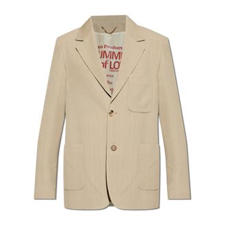 Golden Goose Blazers, male, Beige, Size: S Blazer with Striped Pattern