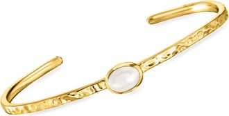 Ross-Simons 6x8mm Cultured Oval Pearl Cuff Bracelet in 18kt Gold Over Sterling