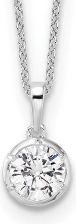 Diamond2Deal 14k White Gold Round 1 Ct Lab Grown Diamond Solitaire Pendant Necklace 18