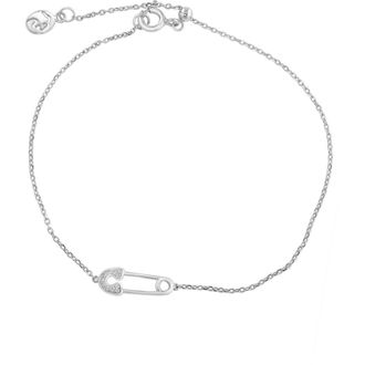 Effy Sterling Silver Pav&eacute; Diamond Safety Pin Bracelet - 0.03ct. at Nordstrom Rack, Size 8