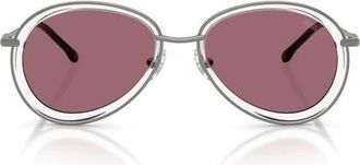 Diesel DL1016 54mm Mirrored Oval Sunglasses in Matte Gun Metal /Mirror Red at Nordstrom