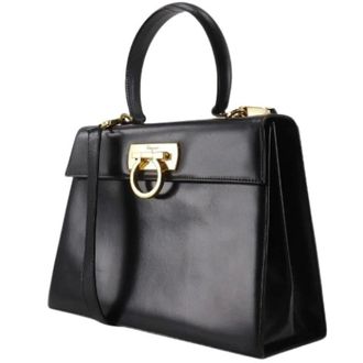 Ferragamo Pre-owned Gancini Calf 2way Bag - Dames - Pre-owned - Zwart - Maat: ONE Size Leer