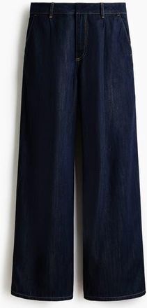 H&M Loose Fit Wide Regular Jeans in Dark Denim Blue at Nordstrom, Size 10