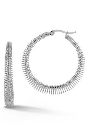 Sphera Milano Ribbed Wire Hoop Earrings in Silver at Nordstrom Rack