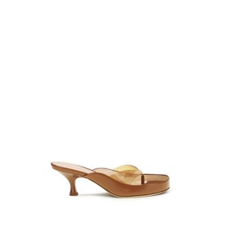 Chlo&eacute; Brown Calf Leather Bos Taurus Stiletto Heel Womens Sandals