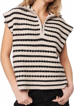 John & Jenn Arrow Sleeveless Sweater In Almond Stripe