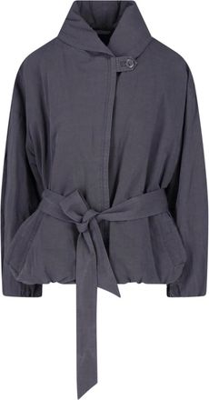 Isabel Marant Adjustable Waist Grey Cotton Blend Jacket with High Collar