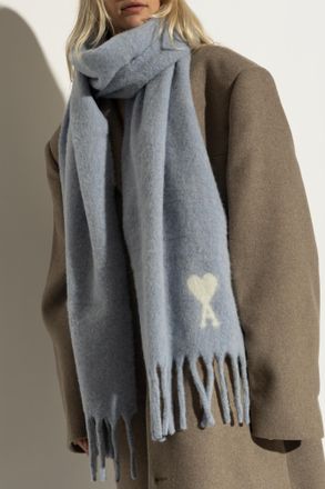 Ami Scarf With Logo, Unisex, Light Blue
