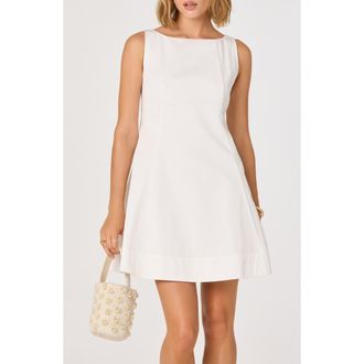 ASTR the Label Shyla Bow Back Cotton Blend A-Line Dress in White at Nordstrom, Size X-Small