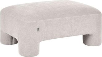 Beliani Ottoman Dark Beige Fabric Upholstery Plush Texture Cylindrical Legs Organic Style HOGBO