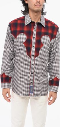 Maison Margiela MM0 Camicia in Popeline di Cotone a Quadri con Collo Italiano Maison Margiela