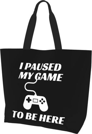 AOOEDM I Paused My Game For This Ladies Canvas Tote Reusable Shopping Bag