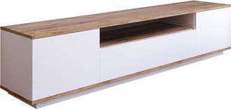 Vente-Unique Mueble TV con 3 puertas y 1 estante - blanco y natural - LOTULA