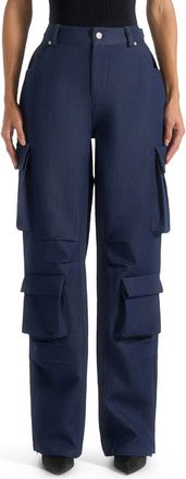 Mani&egrave;re De Voir Emilie High Waisted Cargo Pants in Indigo at Nordstrom, Size 0