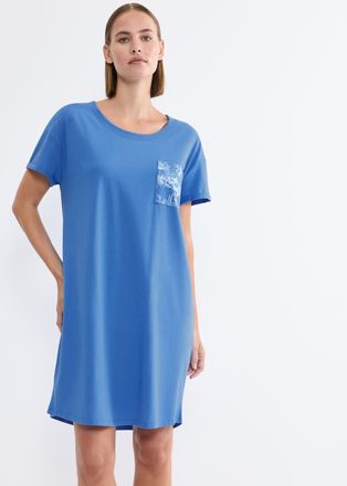 Triumph Nachthemd TRIUMPH Nightdresses NDK X 02, Damen, Gr. 36, N-Gr, ciel, Jersey, Obermaterial: 100% Baumwolle, Rundhals, Kleider Nachthemd, weich und atmun