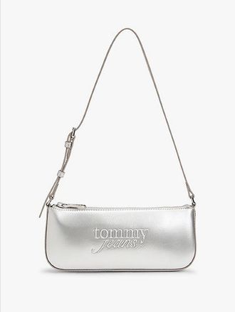 Tommy Hilfiger Textured Logo Metallic Shoulder Bag
