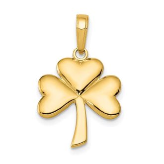 Diamond2Deal 14k Yellow Gold Polished Solid Shamrock Pendant
