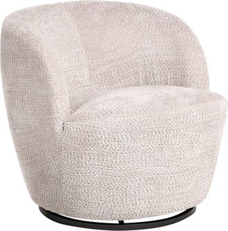 Beliani Poltrona Girevole Moderna Rivestimento In Ciniglia Con Braccioli Seduta Ampia Soggiorno Beige Kuolpa