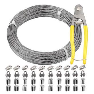 OEM Cable De Acero De 30 M, Con Funda Y Pivote, Kit De Suspensi&oacute;n Para Exteriores, Valla De Jard&iacute;n