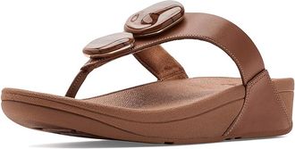 FitFlop Lulu Marbled-Stone Toe-Post Sandals Womens Wedge Shoes Deep Tan : 11 M (B), Synthetic