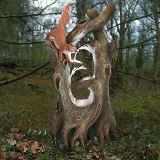 PRIMROSE Squirrel Tree Water Feature Cascade Natural Wood Effect Garden in Stone