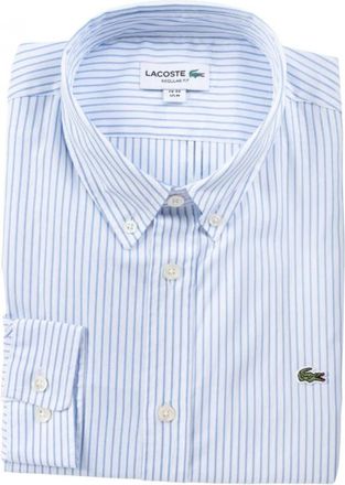 Lacoste Regular Fit Gestreepte Pinpoint Overhemd - Heren - Zakelijke Overhemden - Blauw - S - Katoen - Overhemden
