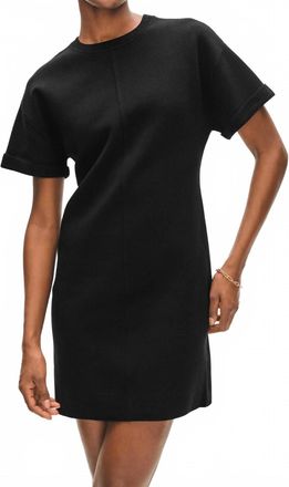 White + Warren Superfine Organic Cotton Waisted Dress In Black
