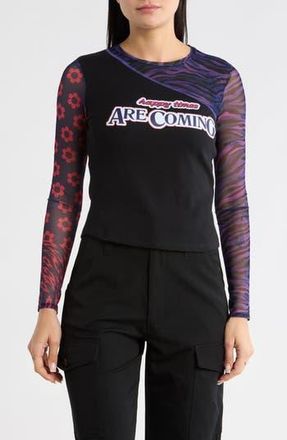 Desigual Long Sleeve Knit Graphic T-Shirt in Black at Nordstrom Rack, Size Small