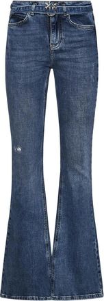 Pinko Blauwe Flare Jeans met Love Birds Gesp - Dames - Flared Jeans - Blauw - W31 - Katoen - Jeans