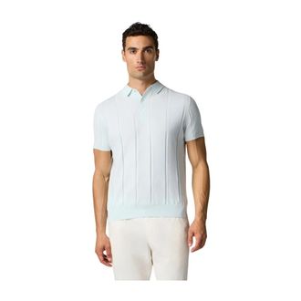Brooks Brothers High Twist Cotton Ribbed Knit Polo - Heren - Ronde hals truien - Blauw - 3XL - Katoen - Truien & Vesten