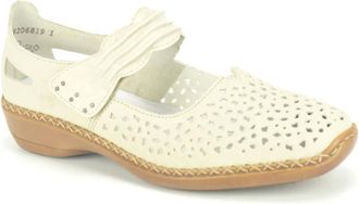 Rieker Schoenen, Dames, Beige, 36 EU, Beige Print Velcro Schoenen