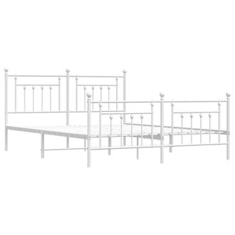 Berkfield Home Metal Bed Frame with Headboard & Footboard White 183x213 cm