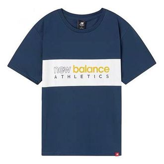 New Balance Casual Sports Pure Cotton Short Sleeve Couple Style Navy Blue AMT01525-NGO
