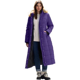 Roaman's Plus Size Maxi Length Puffer Coat in Midnight Violet at Nordstrom, Size Medium