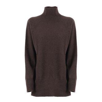 KANGRA Collo Cratere Manica Raglan Con Spacchi - Dames - Coltruien - Bruin - M - Truien & Vesten