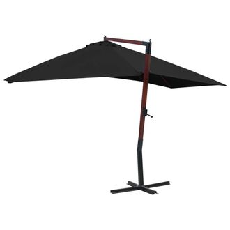 Berkfield Home Hanging Parasol with Wooden Pole 400x300 cm Black
