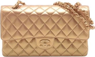 Chanel Borsa a spalla Double Flap in pelle di agnello media 2021-2025 - Marrone
