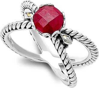 Samuel B. Two-Tone X Crossover Band Ring in Ruby at Nordstrom Rack, Size 10