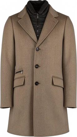 Moorer Mens Lapel Mid Length Coat In Camel