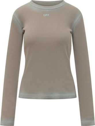 Off-white Green Textured Crew Neck Sweatshirt