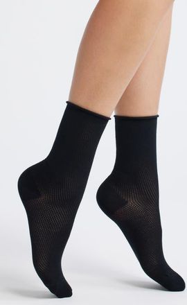 Casa Clara Love Rivi Cotton Blend Pointelle Crew Socks in Black at Nordstrom